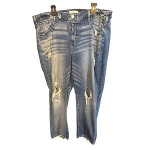 Lane Bryant Womens Distressed Ripped Jeans Size 22 Medium Wash Denim Cotton Blen